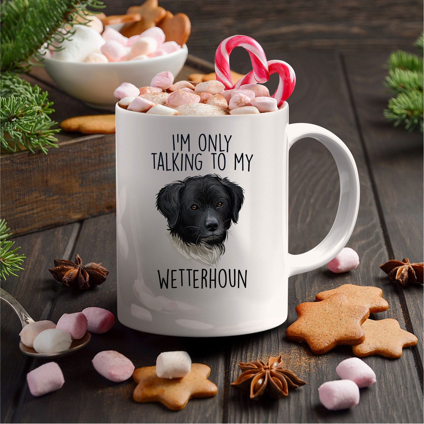 Wetterhoun Dog Custom Ceramic Coffee Mug I'm only Talking to my Wetterhoun Dog