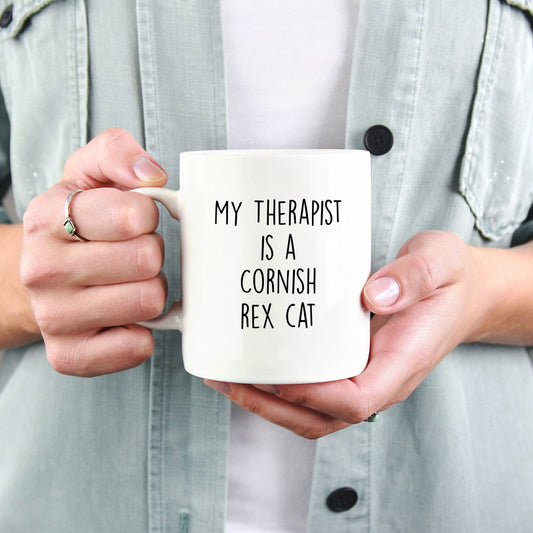 Cornish Rex Cat Therapist Personalized Funny Ceramic Coffee Mug