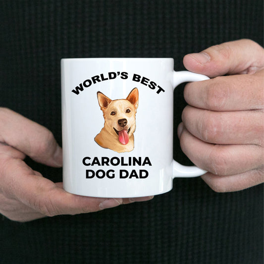 Carolina Best Dog Dad ceramic coffee mug white and color two tone