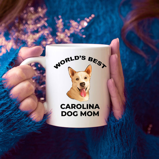 Carolina Best Dog Mom ceramic Coffee Mug white and color two tone