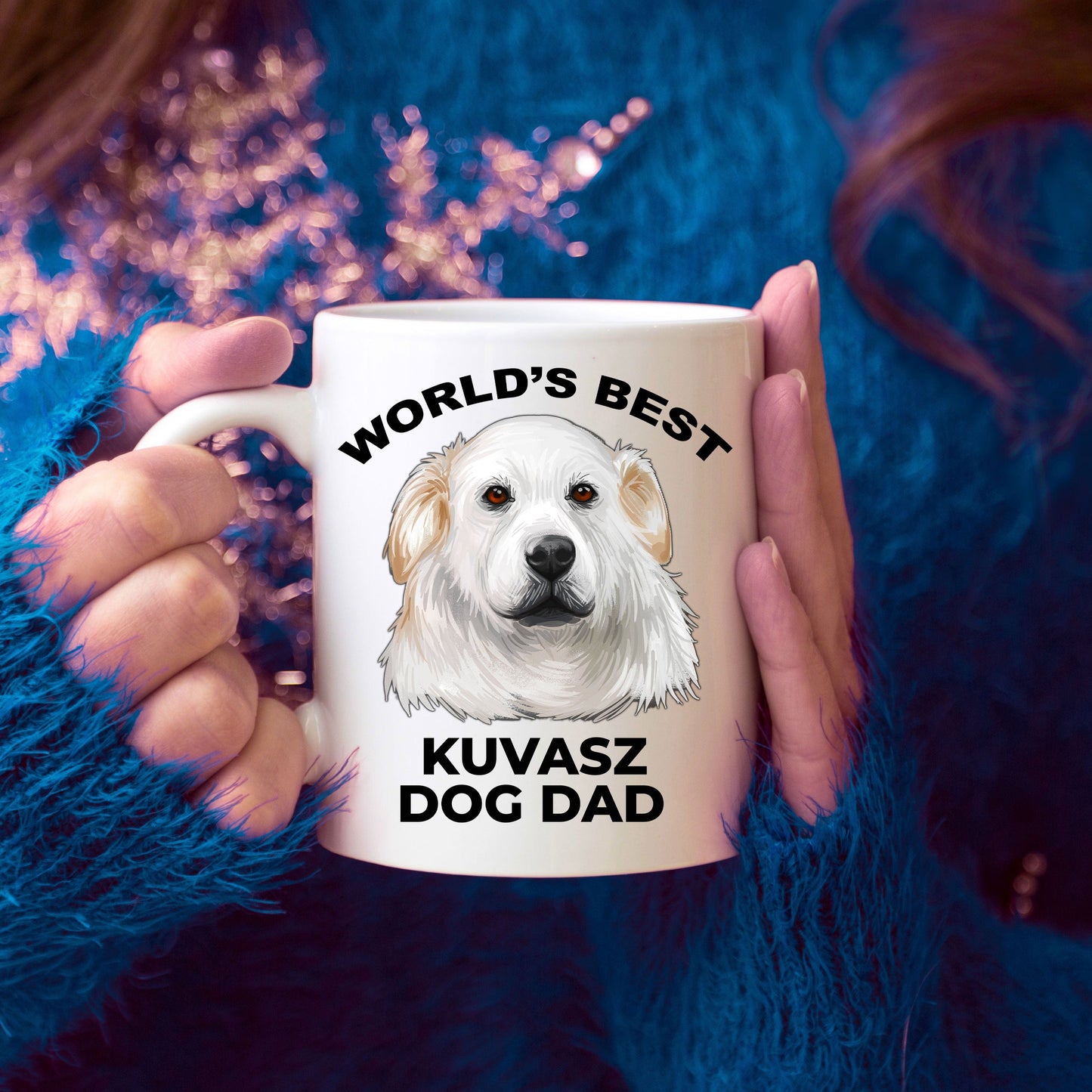 Kuvasz Best Dog Dad Coffee Mug white and two tone