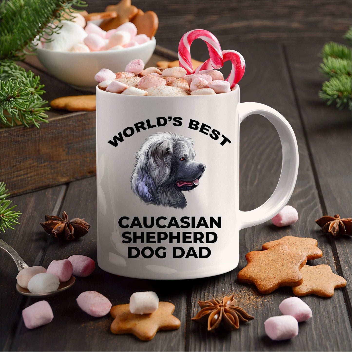 Caucasian Shepherd Best Dog Dad Custom Photo Coffee Mug