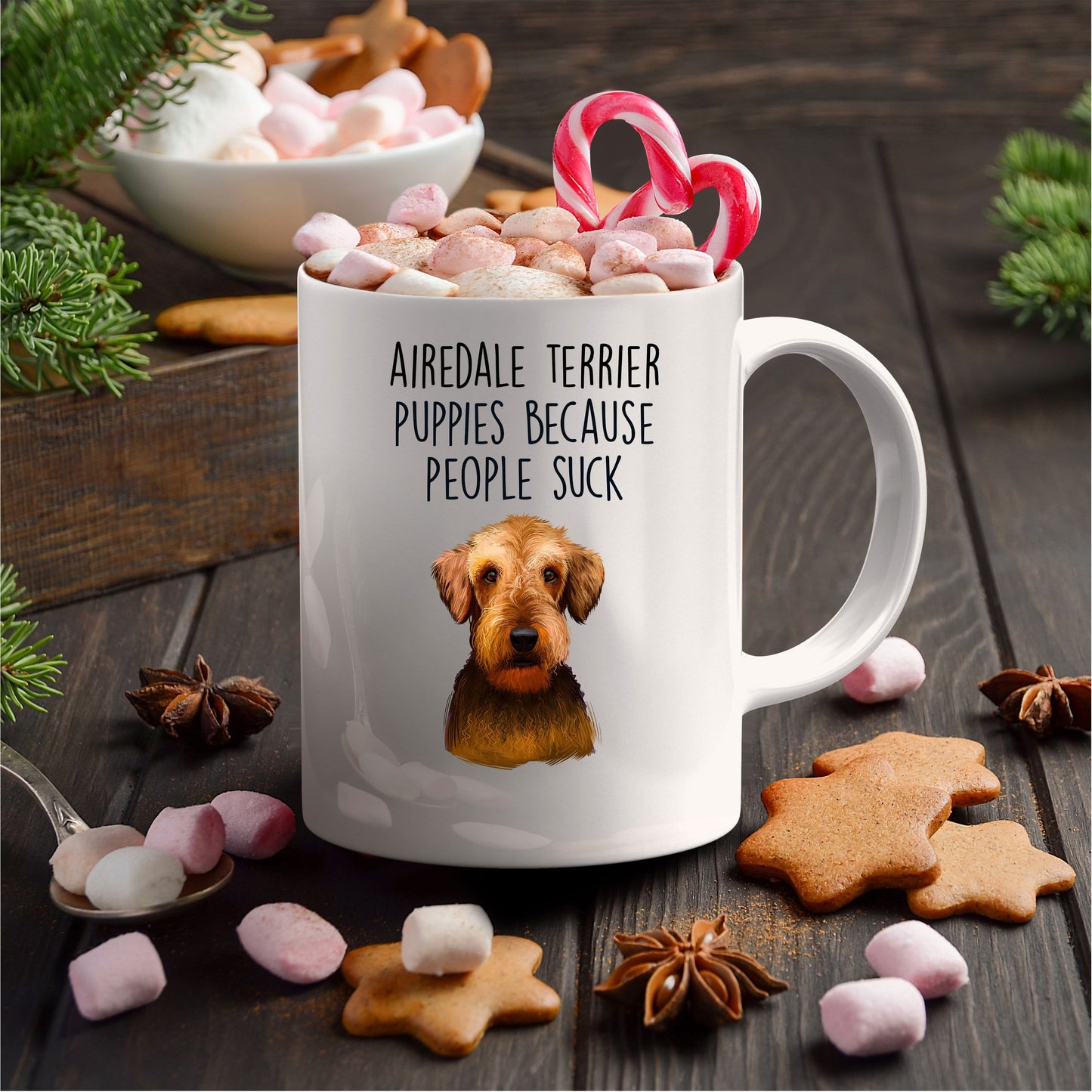 Airedale Terrier Puppies Because People Suck - Funny Dog Ceramic Mug