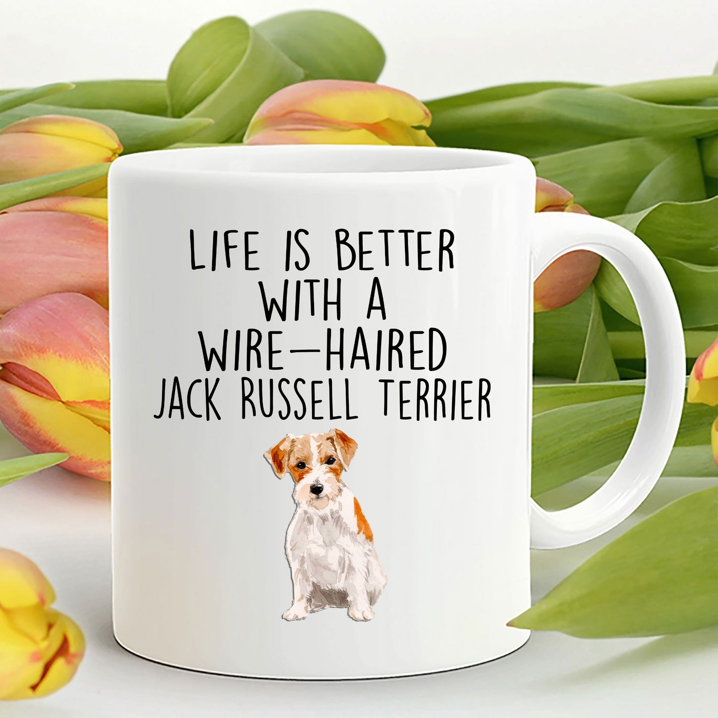 Wire-haired Jack Russell Terrier Dog Custom Ceramic Coffee Mug - Life is Better
