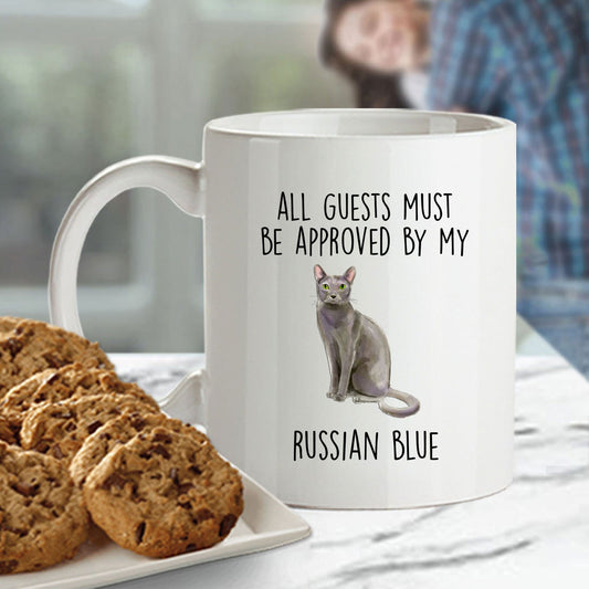 Russian Blue Cat Funny Coffee Mug - All Guests Must be Approved