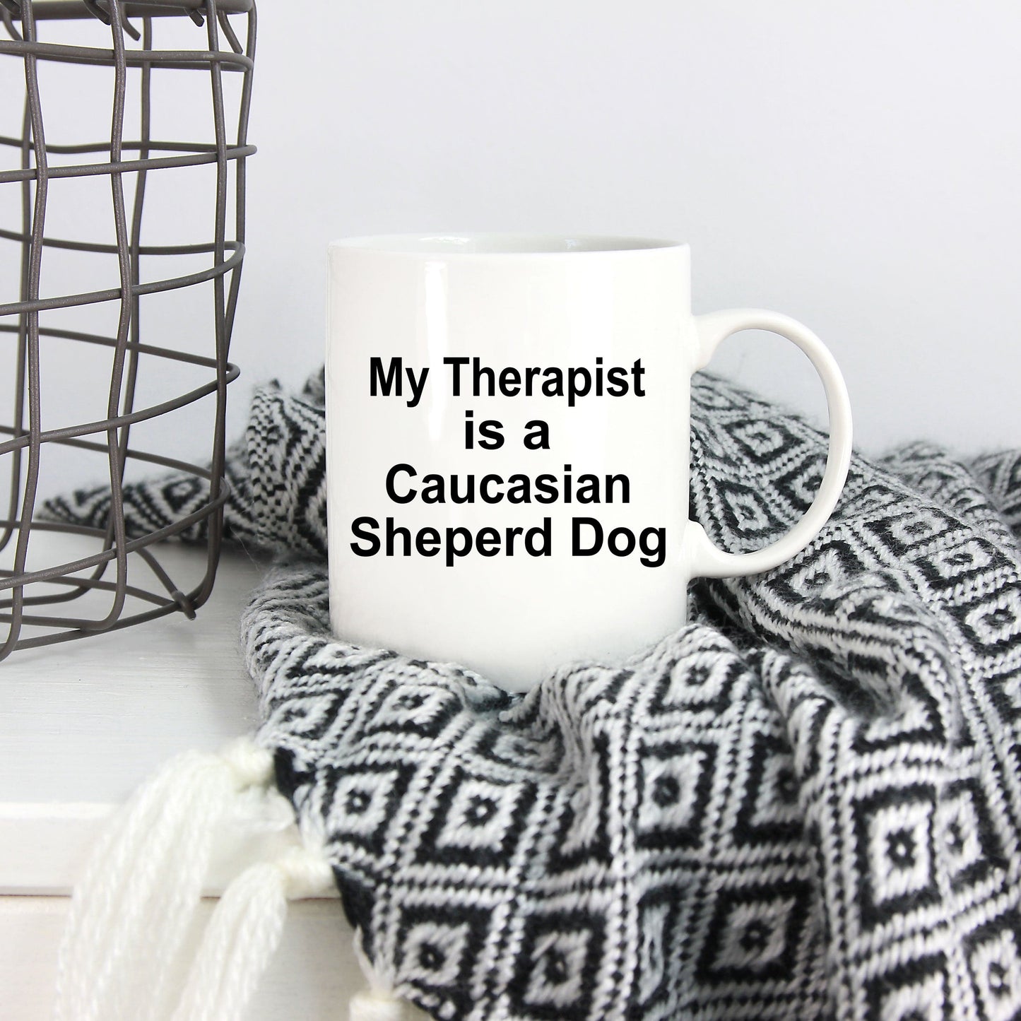 Caucasian Shepherd Dog Owner Lover Funny Gift Therapist White Ceramic Coffee Mug