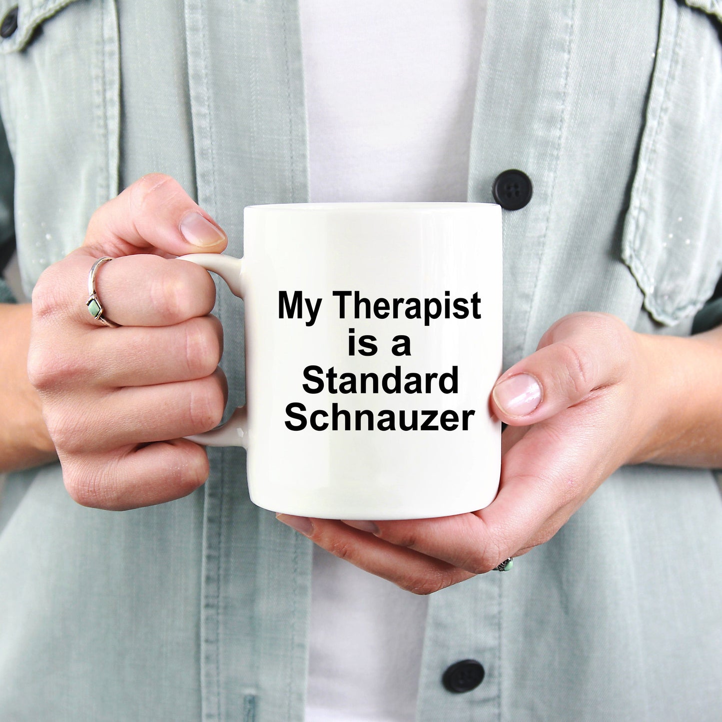 Standard Schnauzer Dog Owner Lover Funny Gift Therapist White Ceramic Coffee Mug