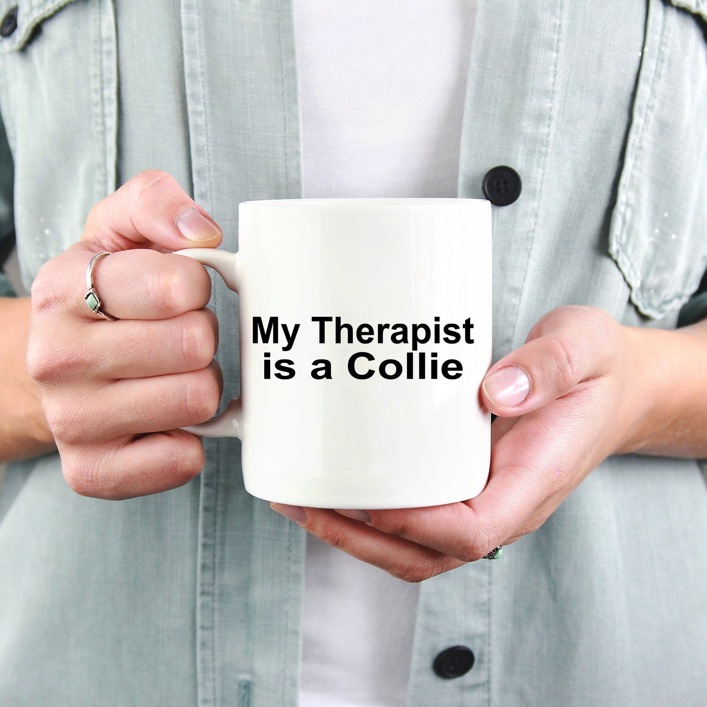 Funny Collie Dog Lover Gift Therapist White Ceramic Coffee Mug