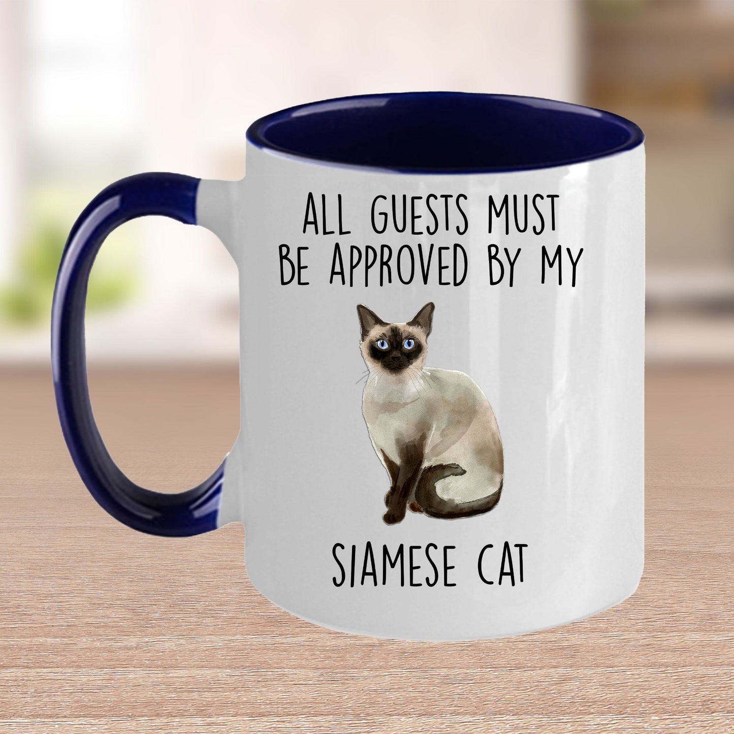 Siamese Cat Funny Ceramic Coffee Mug - All Guests Must Be Approved