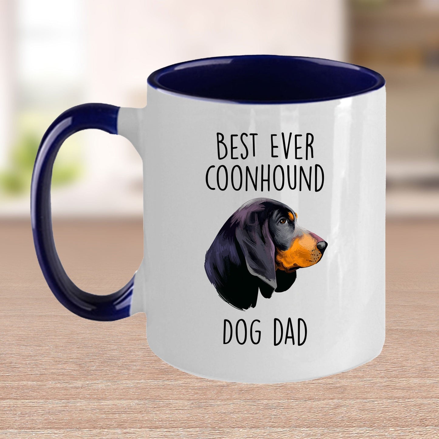Black and Tan Coonhound Best Dog Dad Ever Custom Ceramic Coffee Mug