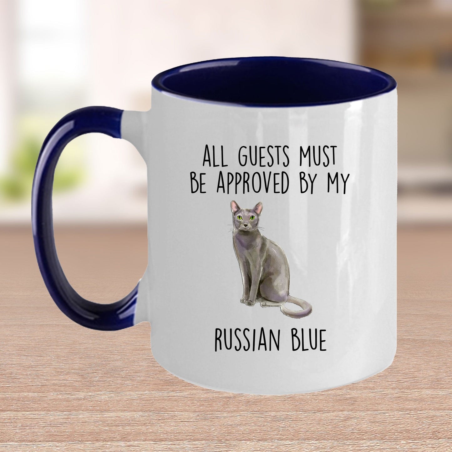 Russian Blue Cat Funny Coffee Mug - All Guests Must be Approved