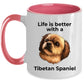 Tibetan Spaniel dog custom coffee mug - Life is Better