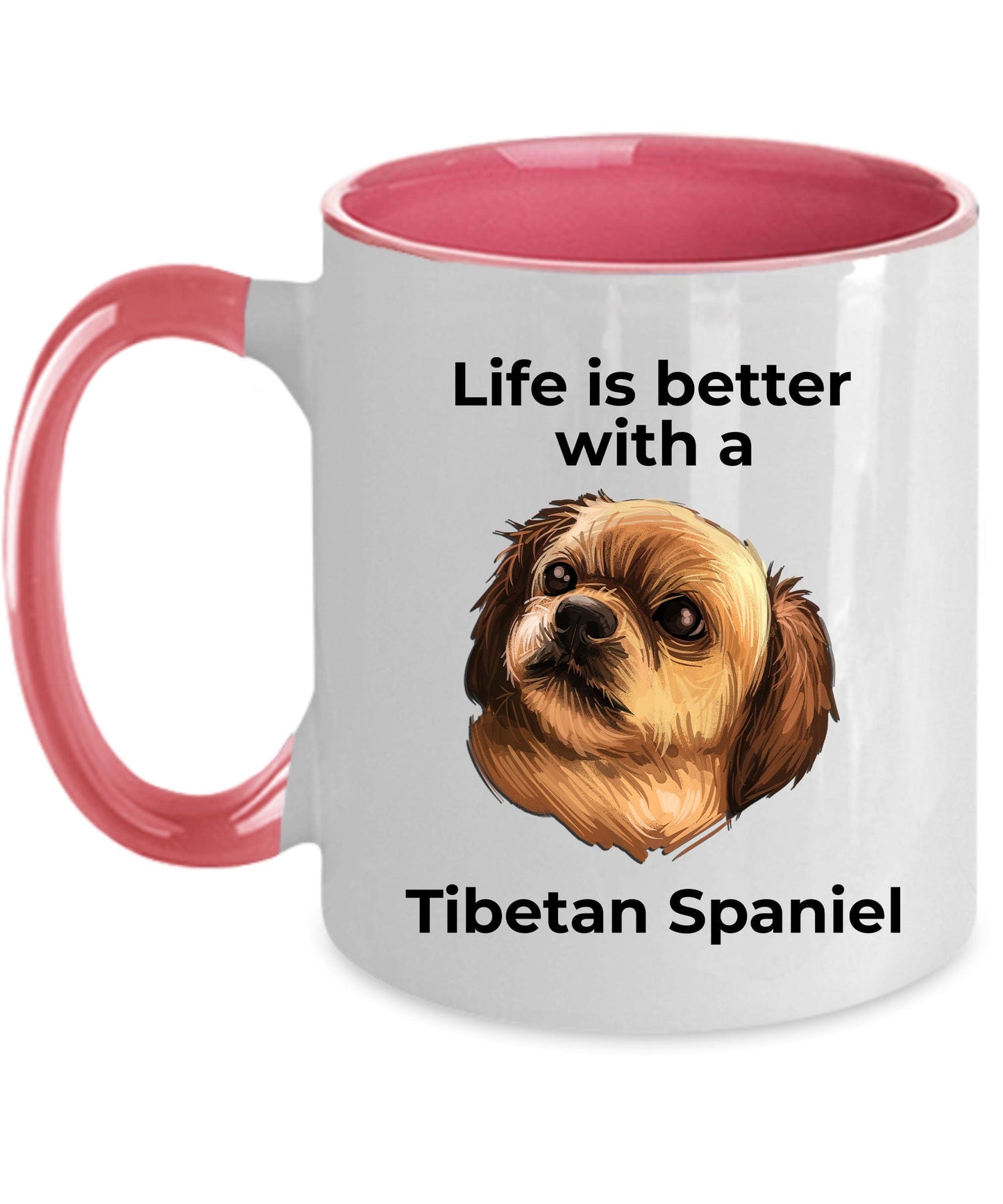Tibetan Spaniel dog custom coffee mug - Life is Better