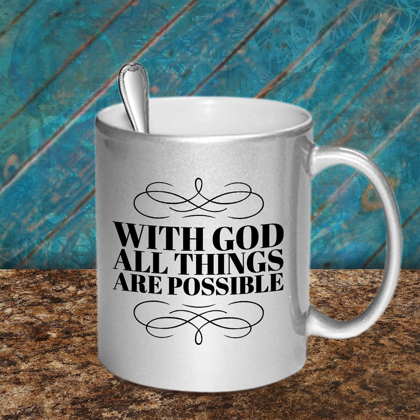 With God All Things are Possible Metallic Toned Coffee Mug