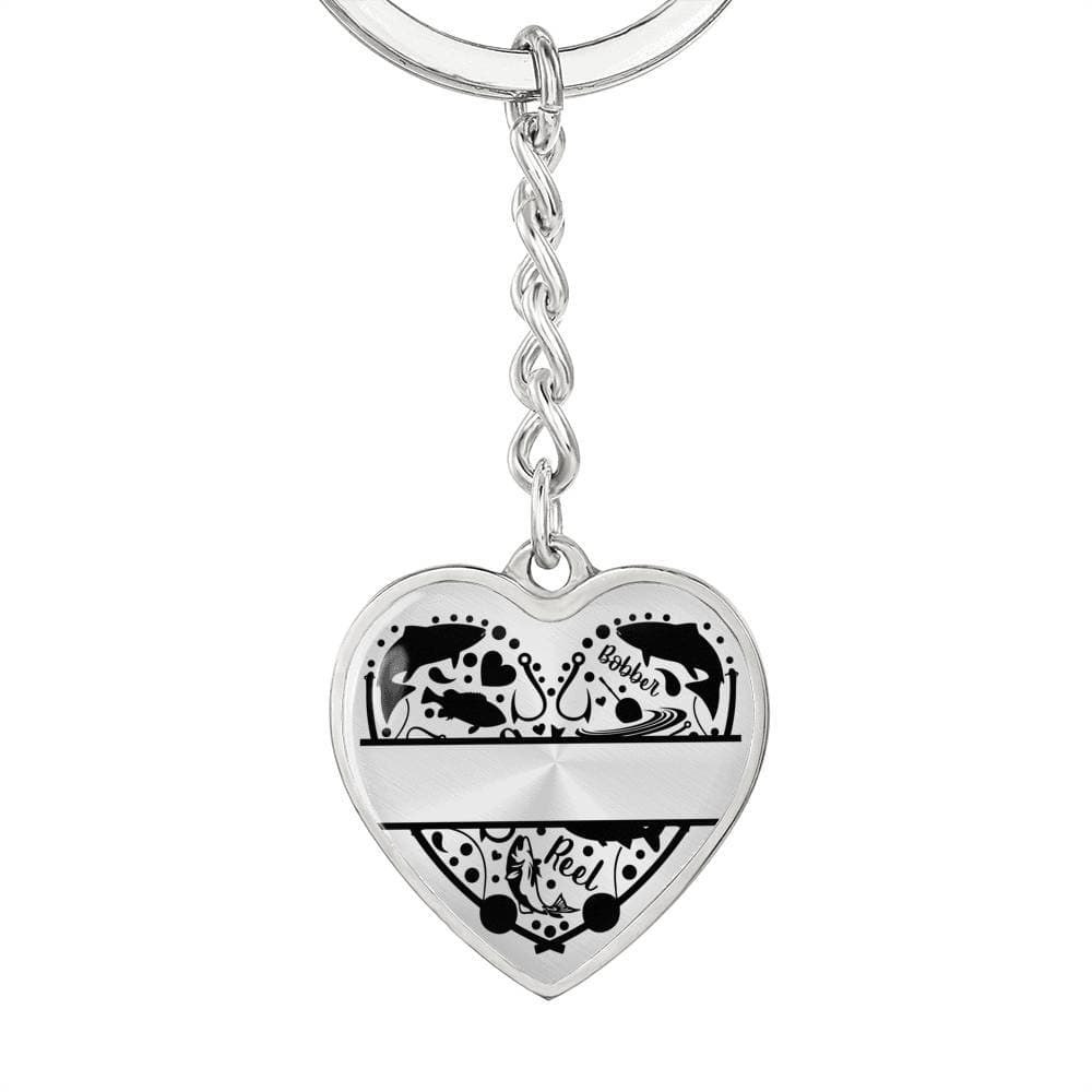 Fisherman Personalized Heart Shaped Engraved Keychain
