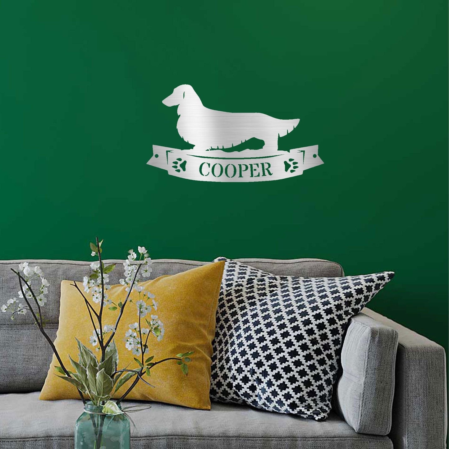 Dachshund Banner Monogram - Steel Sign