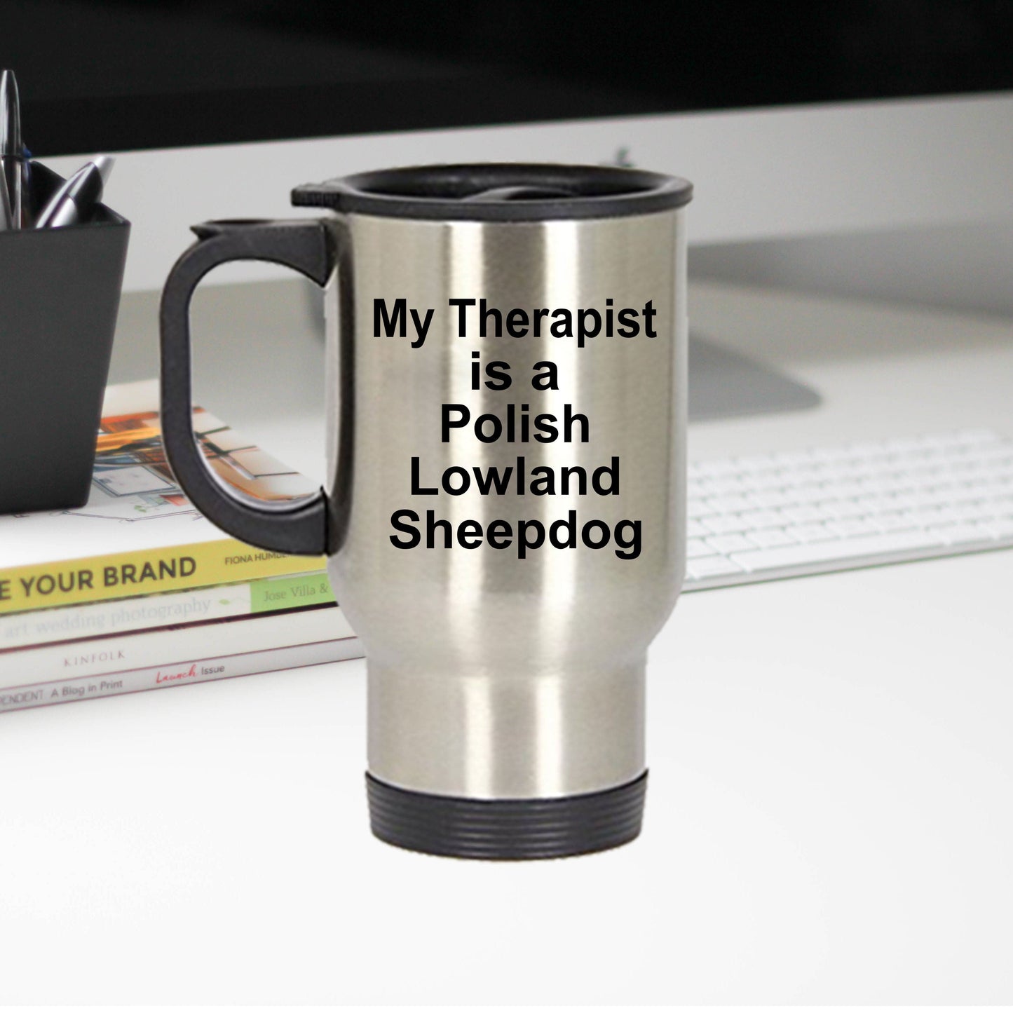 Polish Lowland Sheepdog Dog Therapist Travel Coffee Mug