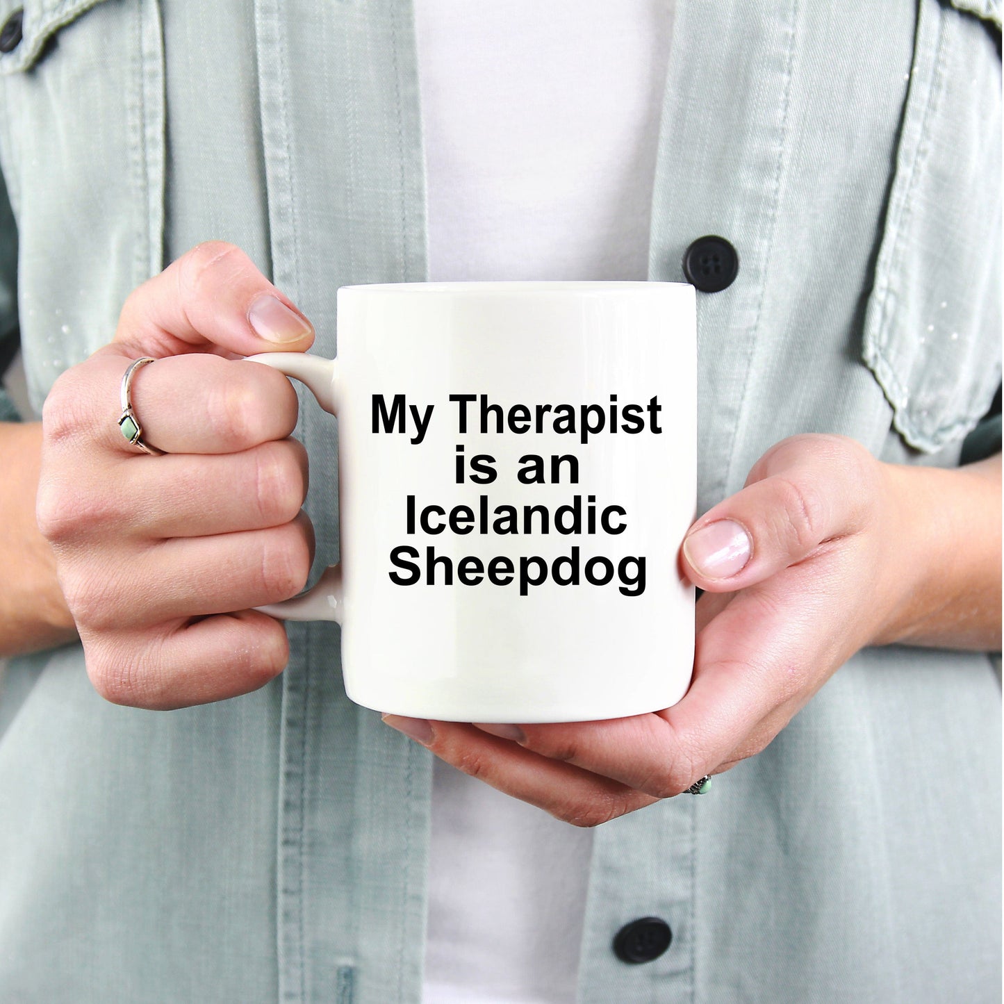Icelandic Sheepdog Dog Owner Lover Funny Gift Therapist White Ceramic Coffee Mug