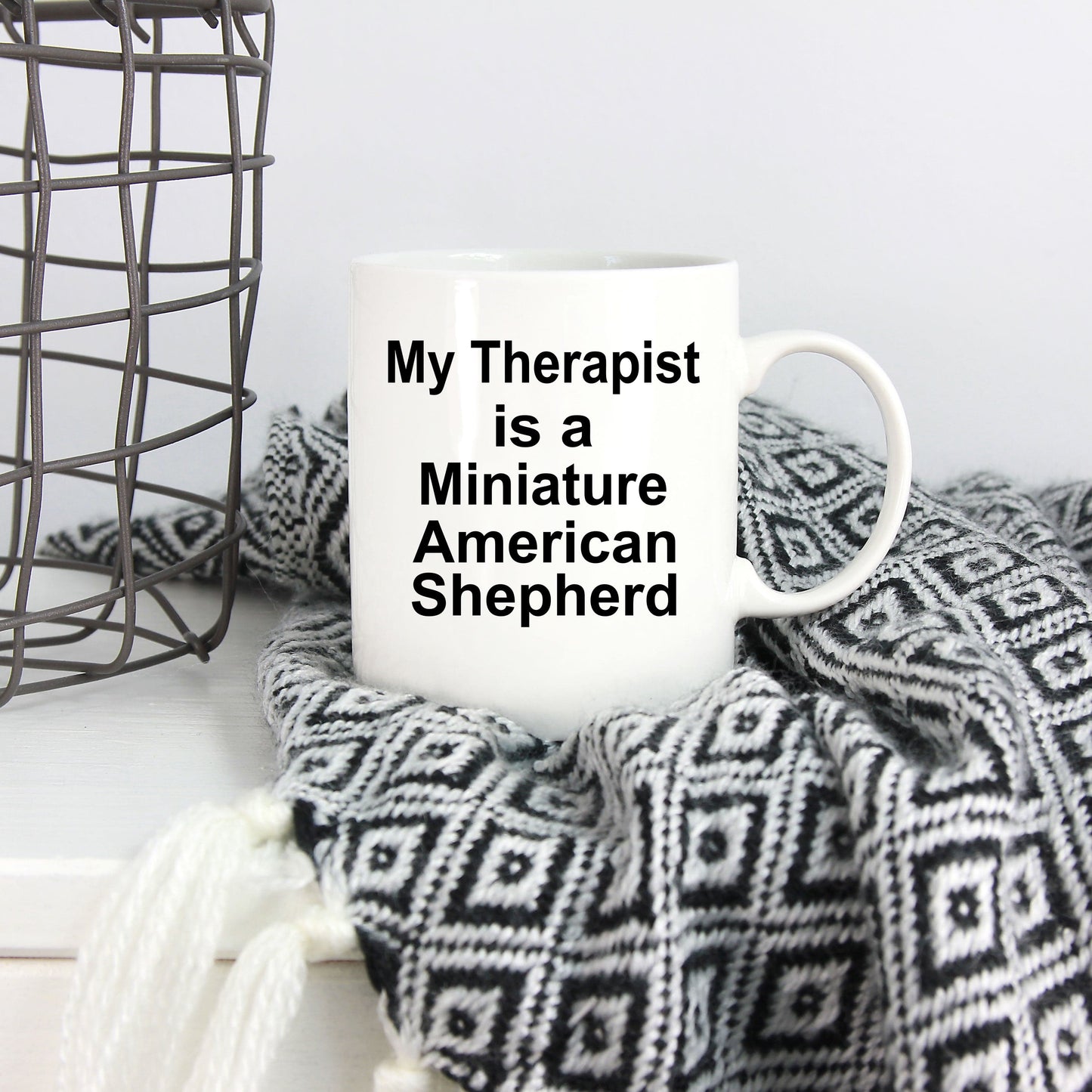 Funny Miniature American Shepherd Dog Owner Lover Gift Therapist White Ceramic Coffee Mug