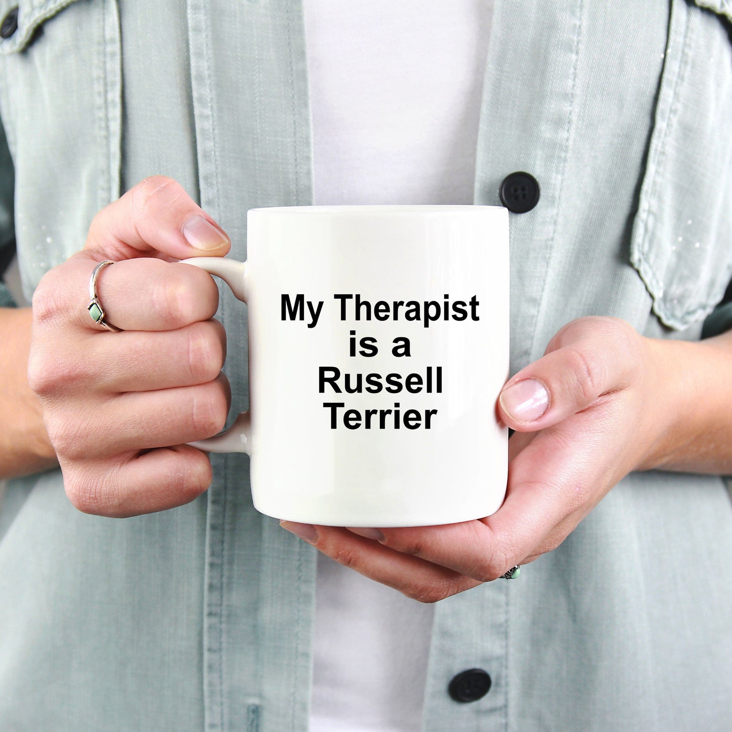 Russell Terrier Dog Owner Lover Funny Gift Therapist White Ceramic Coffee Mug