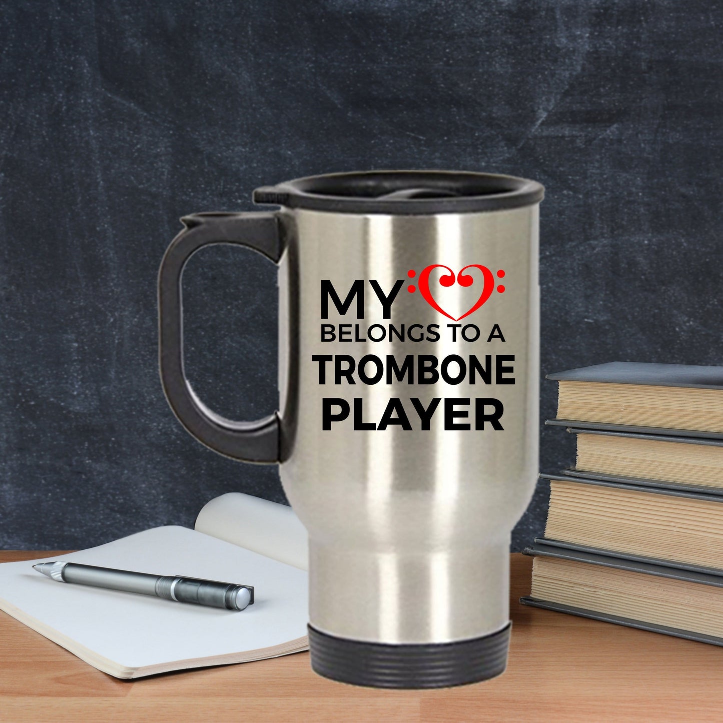 Trombone Player Travel Mug - My Heart Belongs to a Trombone Player