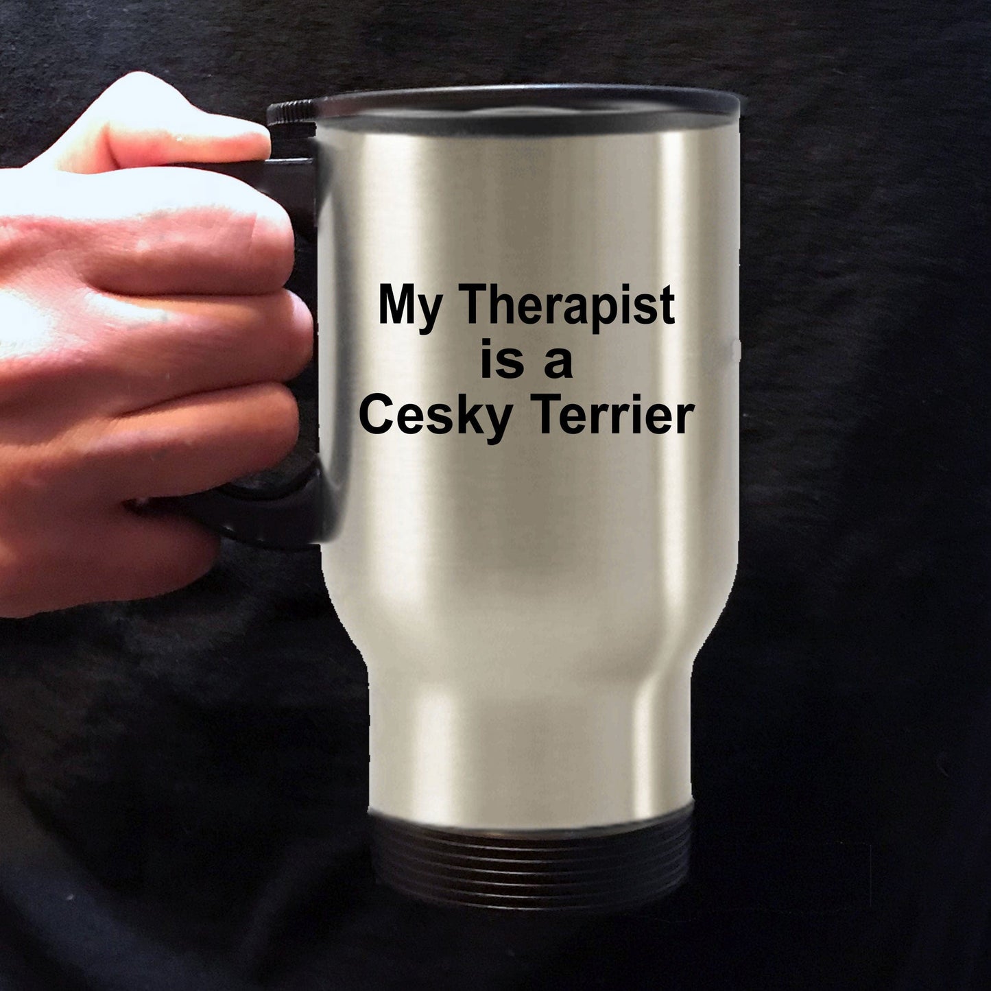 Cesky Terrier Dog Lover Owner Funny Gift Therapist Stainless Steel Insulated Travel Coffee Mug