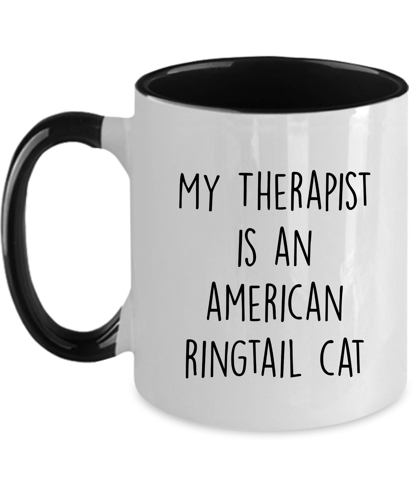 American Ringtail Cat Funny Therapist Ceramic black two-tone Coffee Mug