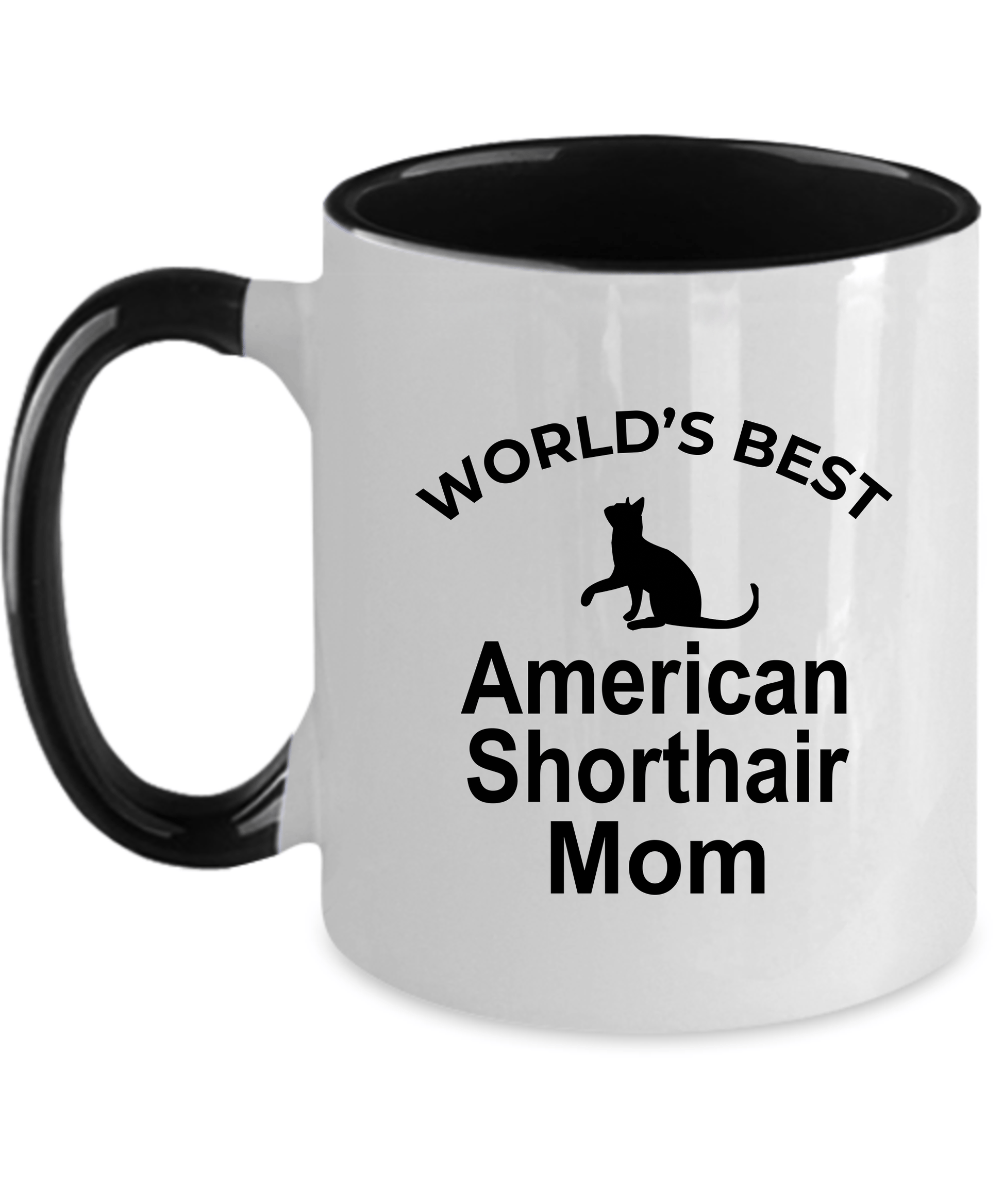 American Shorthair Best Cat Mom Ceramic black two-tone Coffee Mug