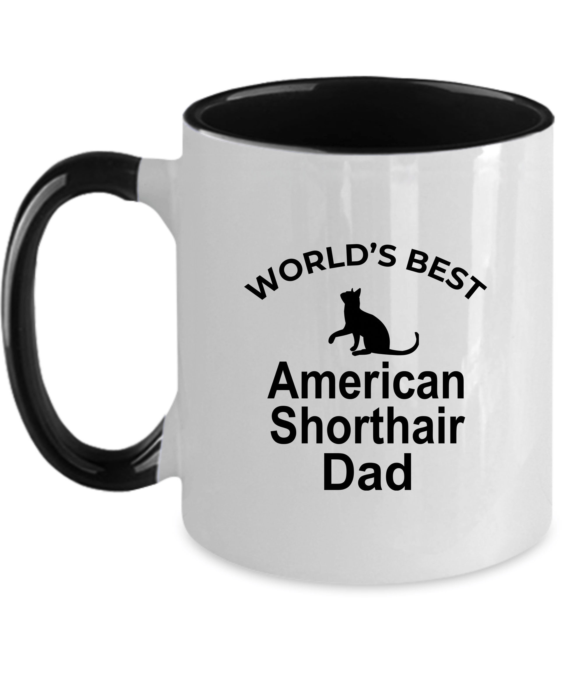 American Shorthair Best Cat Dad Ceramic black two-tone Coffee Mug