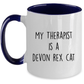 Devon Rex Cat Personalized Ceramic 11oz navy two-tone Coffee Mug