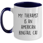 American Ringtail Cat Funny Therapist Ceramic navy two-tone Coffee Mug