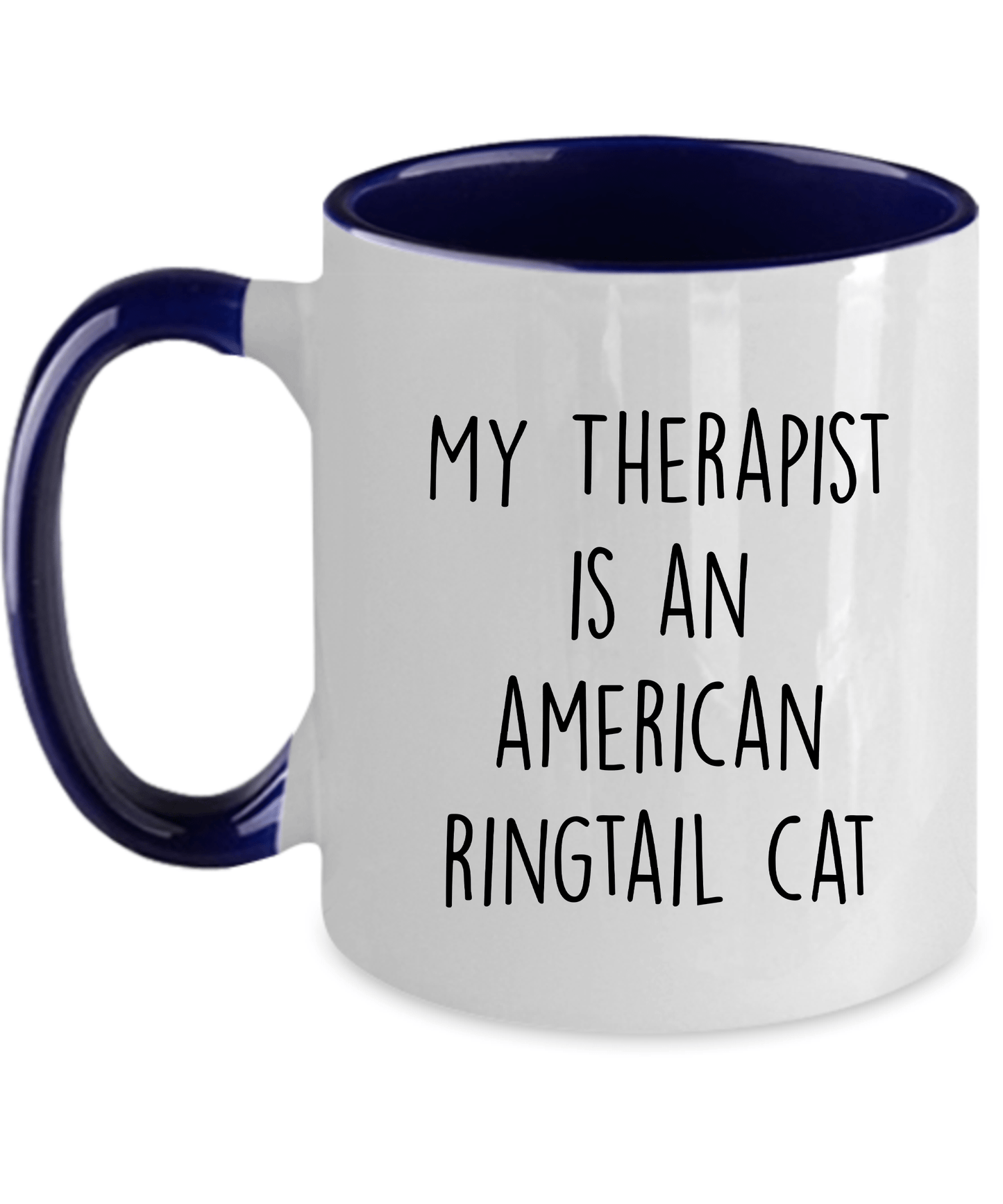 American Ringtail Cat Funny Therapist Ceramic navy two-tone Coffee Mug