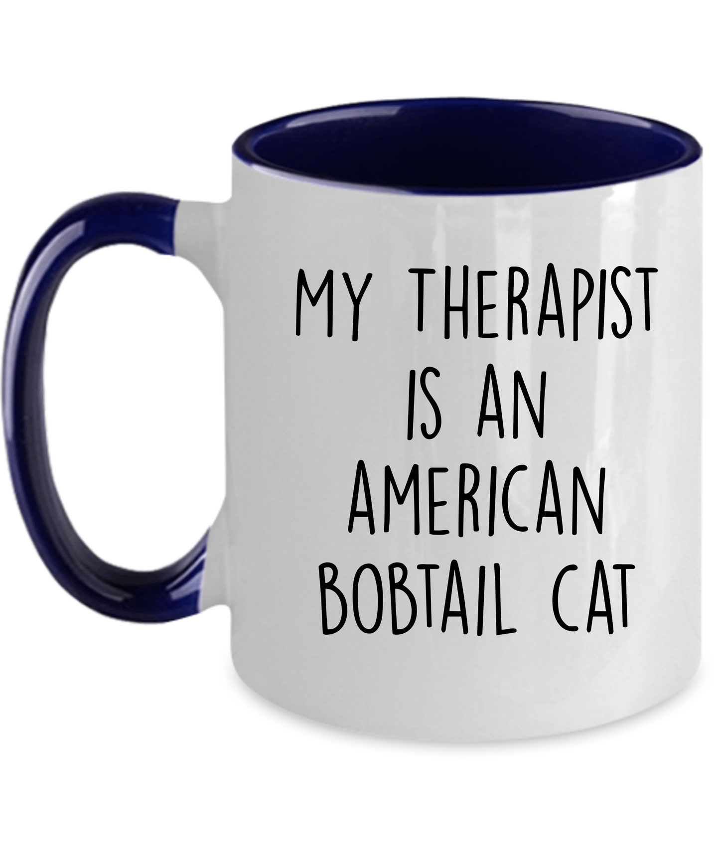 American Bobtail Cat 11oz navy two-tone Ceramic Coffee Mug