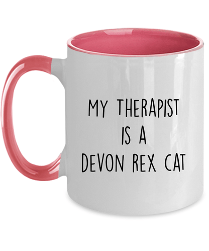 Devon Rex Cat Personalized Ceramic 11oz pink two-tone Coffee Mug