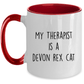 Devon Rex Cat Personalized Ceramic 11oz black two-tone Coffee Mug