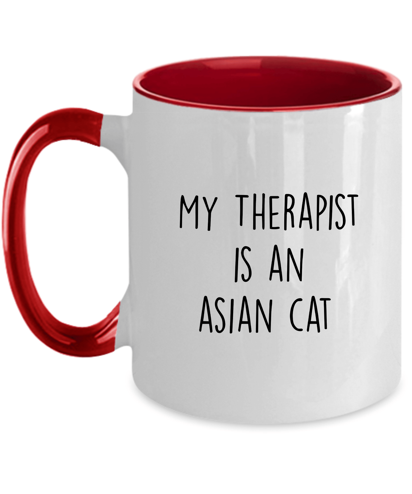 asian cat ceramic coffee mug red two-tone
