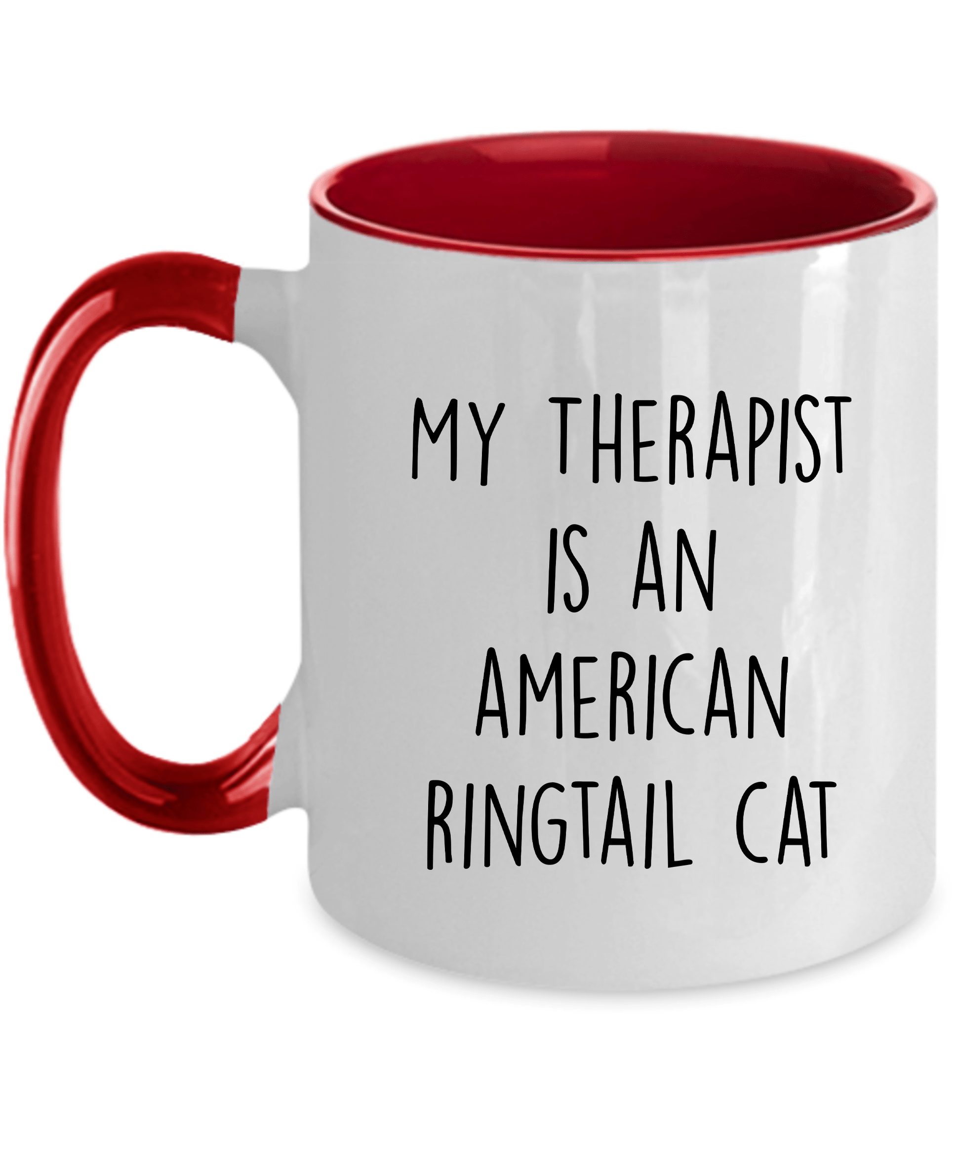 American Ringtail Cat Funny Therapist Ceramic red two-tone Coffee Mug