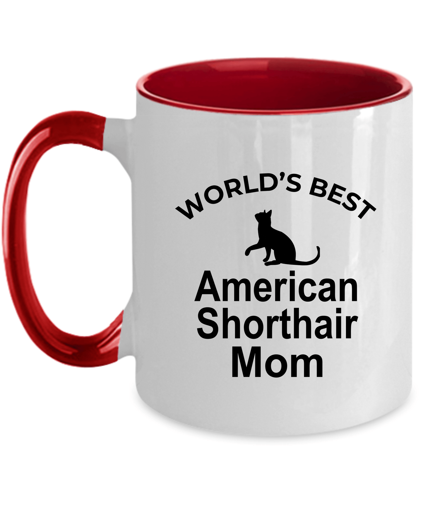 American Shorthair Best Cat Mom Ceramic red two-tone Coffee Mug