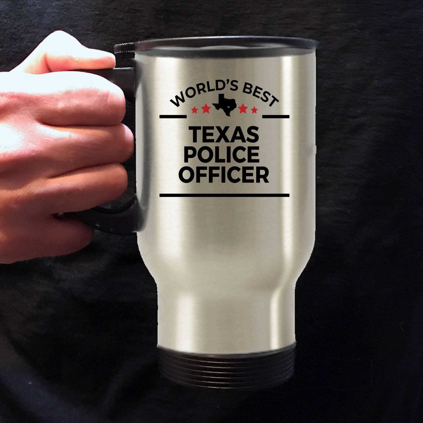 Texas Police Officer Gift World's Best Stainless Steel Insulated Travel Coffee Mug