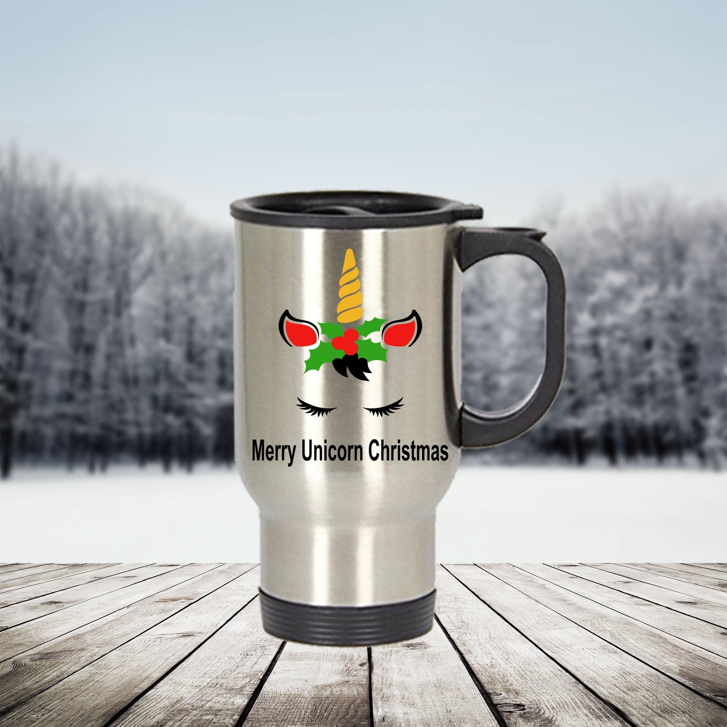Unicorn Christmas Travel Tumbler Mug
